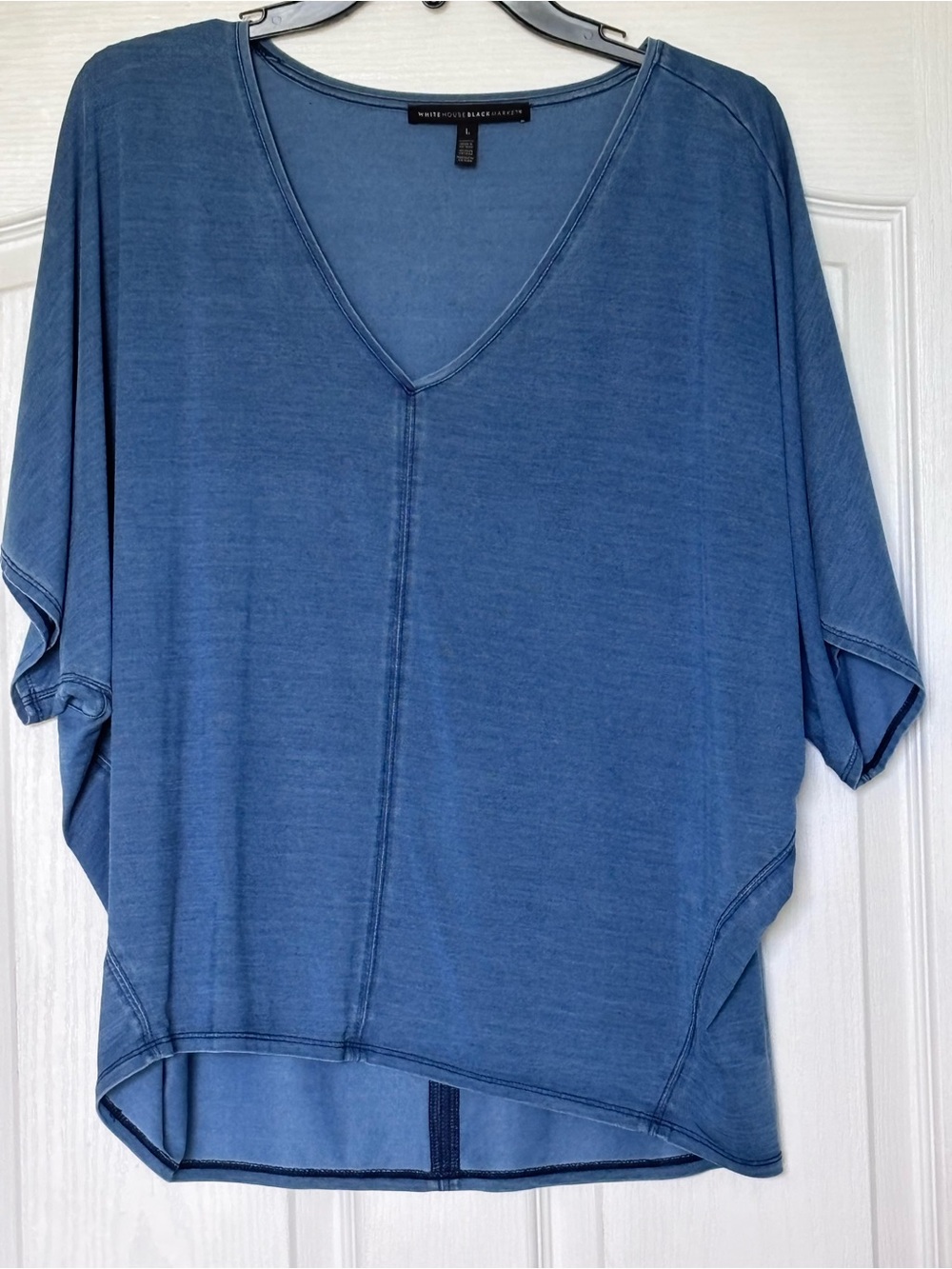 White House Black Market Washed Blue V-Neck Dolman Tunic